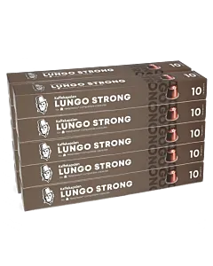 Packung mit 100 Aluminiumkapseln Kaffekapslen Lungo Strong für Nespresso
